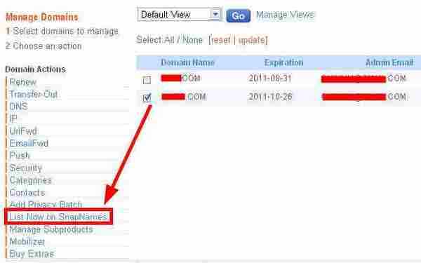 怎样在SnapNames卖掉自己手中的域名