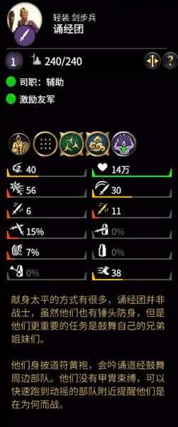 《全面战争：三国》诵经团属性分析