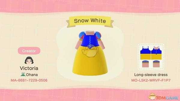 《动物森友会》白雪公主服装代码分享