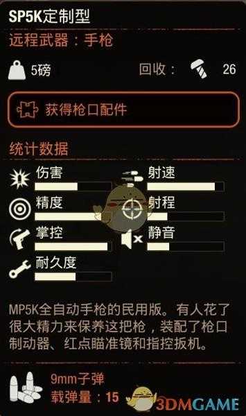 《腐烂国度2》SP5K定制型突击手枪属性分享