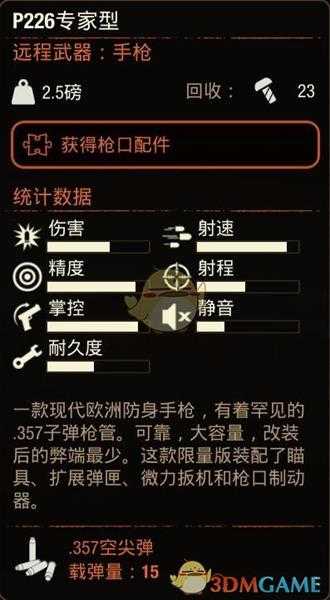 《腐烂国度2》P226专家型手枪属性分享