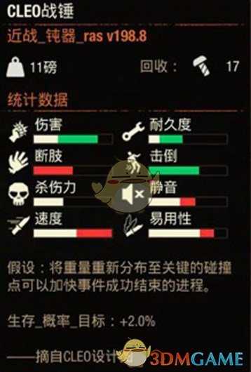 《腐烂国度2》CLEO战锤属性分享