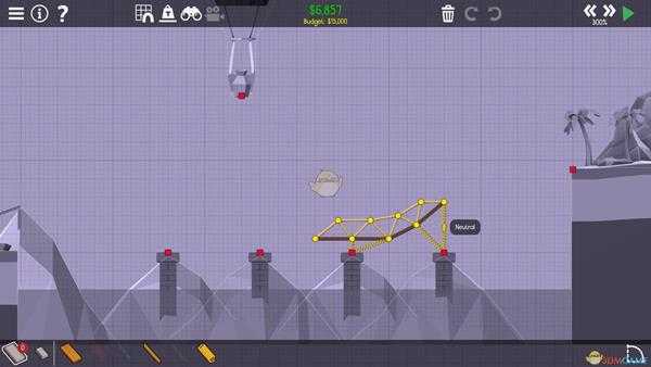 《桥梁建筑师2》熔岩峡谷沙滩弹力车攻略