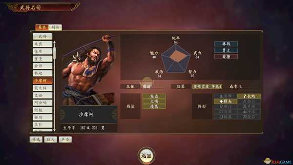 《三国志14》猛者沙摩柯武将点评