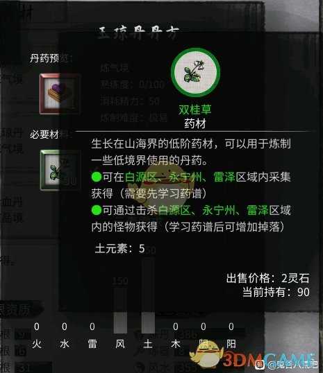 《鬼谷八荒》玉琼丹材料及材料获取方法