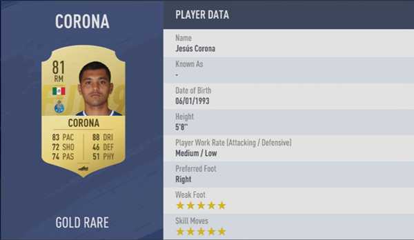 《FIFA 19》全5星花式球员汇总