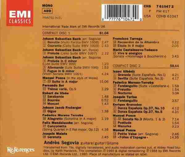 【古典吉它】塞戈维亚《HMV录音1927-1939》2CD.1988[FLAC+CUE/整轨]