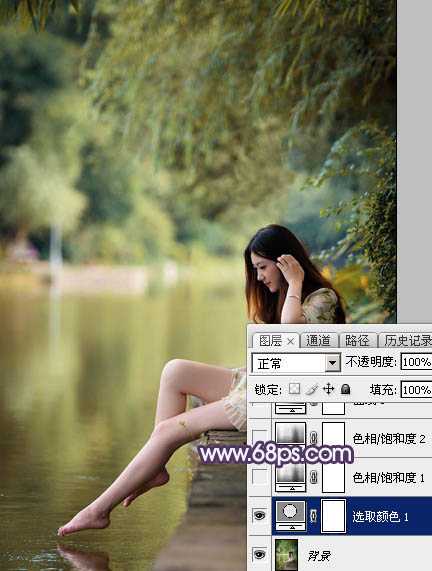 Photoshop打造柔美的中性冷色湖景美女图片教程